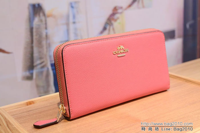 COACH蔻馳 F52859 pvc配皮 經典logo專櫃新款 馬車標拼色 長款拉鏈錢包 outlets款  Chz1335